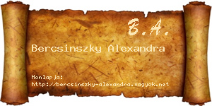 Bercsinszky Alexandra névjegykártya